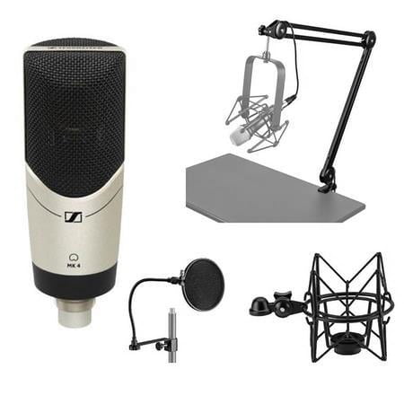 UPC: 0192223152281 | MK 4 Studio Condenser Microphone  Bundle With Cardioid Polar Pattern  Shock Mount  Braodcast Arm with XLR  6  Dual-Screen Pop Blocker