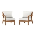 thumbnail image 2 of WestinTrends Avalon Outdoor Patio HDPE Modular Loveseat Sectional with Patio Cushions, Teak/White, 2 of 5