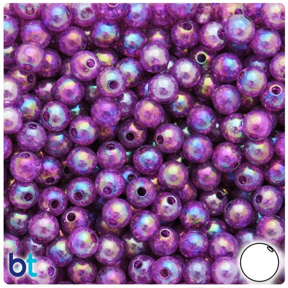 BeadTin Purple Crackle AB 8mm Round Plastic Beads (150pcs)