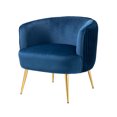 thumbnail image 3 of Velvet Accent Barrel Chair, Modern Upholstered Armchair Lounge Chair, Vanity Chair Reading Chair with Tufted Back and Golden Legs, for Living Room Bedroom Reading Room, Easy Assembly, Blue, 3 of 6