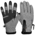 thumbnail image 2 of Winter Thermal Gloves for Men Women Windproof Thickened Outdoor Cycling Gloves Full Finger Gloves with Zipper Grip Palm Touchscreen Compatible for Running Commuting Gray XL, 2 of 3