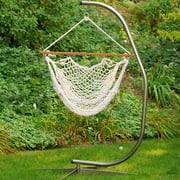 Algoma Hanging Chair with Natural Cotton Rope, White Wood Frame