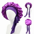 thumbnail image 5 of AmaMary Satin Silk Bonnet for Sleeping Women, Large Long Strap Tie Band Adjustable Sleep Night Cap Hair Bonnet Wrap for Women, 5 of 5