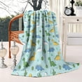thumbnail image 4 of LightBlue Cartoon Dinosaurs Cacti Pattern Blanket,Comfortable Soft Lamb Wool Throw Blanket,All Season,Warm Lightweight Blankets for Sofa Bed Couch Living Room Chair,50"x60", 4 of 4