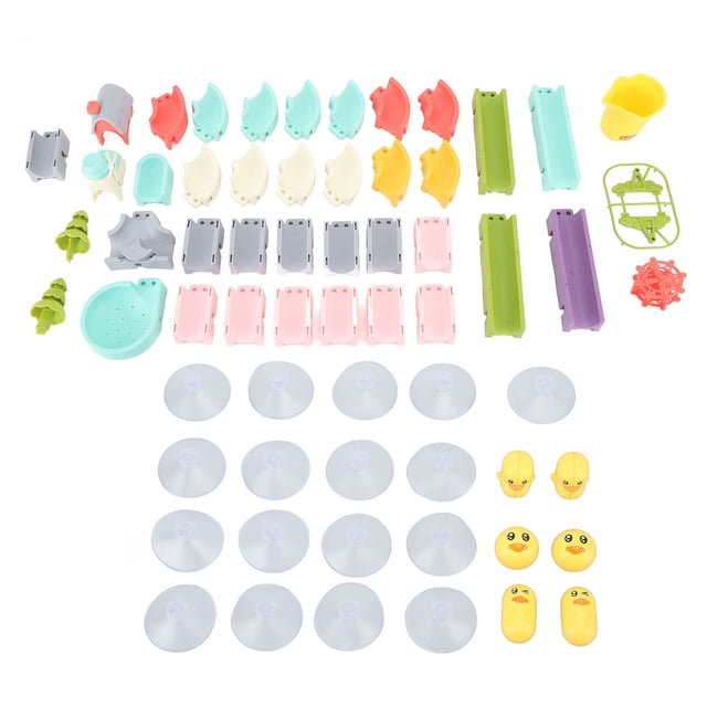 62 piezas de tobogán de pato para bebé, juguetes de baño, tobogán de agua, pista de pared, juego de construcción, divertidos juguetes para la hora del baño, regalos de ducha para niños pequeños