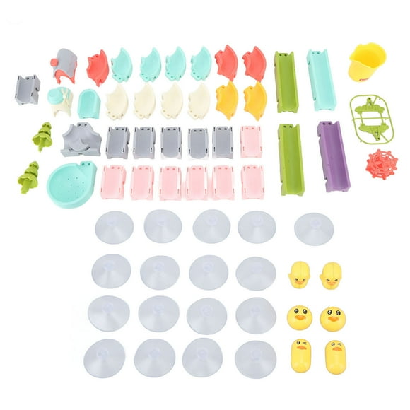 62PCS Baby Duck Slide Bath Toys Water Slide Track Wall Track Building Set Fun Bath Time Toys Shower Gifts for Toddlers