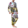 thumbnail image 2 of Xecao Dreamy Mushroom House Print Pajamas Set Mens Pajamas Long Sleeve Loungewear Two-Piece Sleepwear Button-Down Pjs Set,2PJS-Medium, 2 of 7