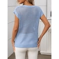 thumbnail image 2 of jinghuiyue Women's Crewneck Sweater Vest Hollow Out Cap Short Sleeve Knit Crochet Shirts Beach Cover Up Summer Pullover Tops XL, 2 of 7