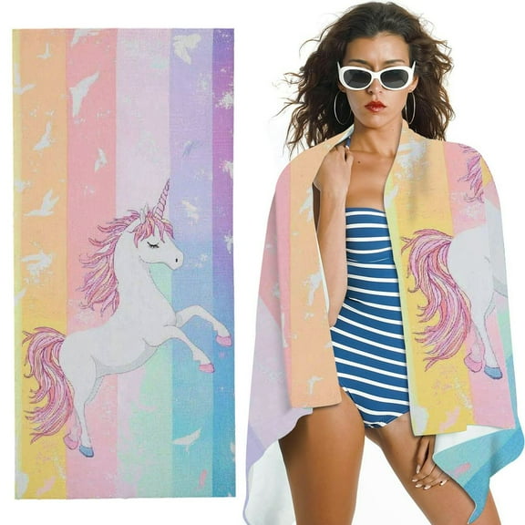 BANET Unicorn Beach Towel for Kids Girls, Pink Cute Towel for Women Teens r Blanket, Quick Bath Towel Gifts for Travel Pool Picnic 30x60in