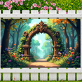 thumbnail image 2 of LUUFILx Fairy Tale Forest Themed Decorative Archway Banner for Garden Parties Backdrops Photography Birthday Decoration Magic Woodland Path Background, 2 of 7