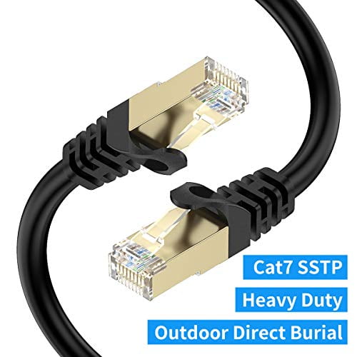 Cat7 Ethernet Cable 150ft, BIFALE Cat7 Outdoor Cable Triple Shielding SSTP 10Gbps 600MHz Ethernet Patch Cable for Modem Router LAN RJ45, UV/Water Proo
