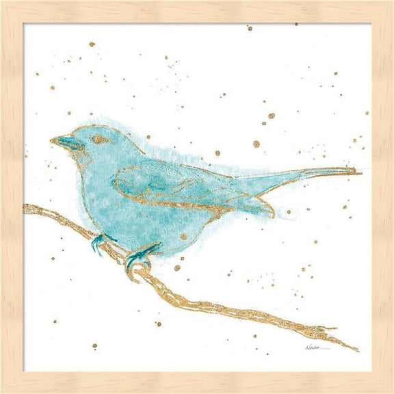 Metaverse R959538-0120000-AEAAAACAN4 13.25 x 13.25 in. Gilded Bird I Teal Framed Wall Art by Shirley Novak