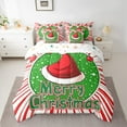 thumbnail image 2 of Castle Fairy Santa Teens Claus Hat 7 Pieces Bedding Comforter Set,Geometric Stripes Full Bedding Set Lightweight,Festival Xmas Fitted Sheet Flat Sheet,Super Cozy Room Decor, 2 of 8
