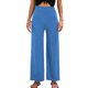 thumbnail image 1 of Pantalones De Pierna Ancha Ajuste Casual Color Puro Elasticidad Transpirable Rayas Pantalones Largos De Mujer Azul L, 1 of 5
