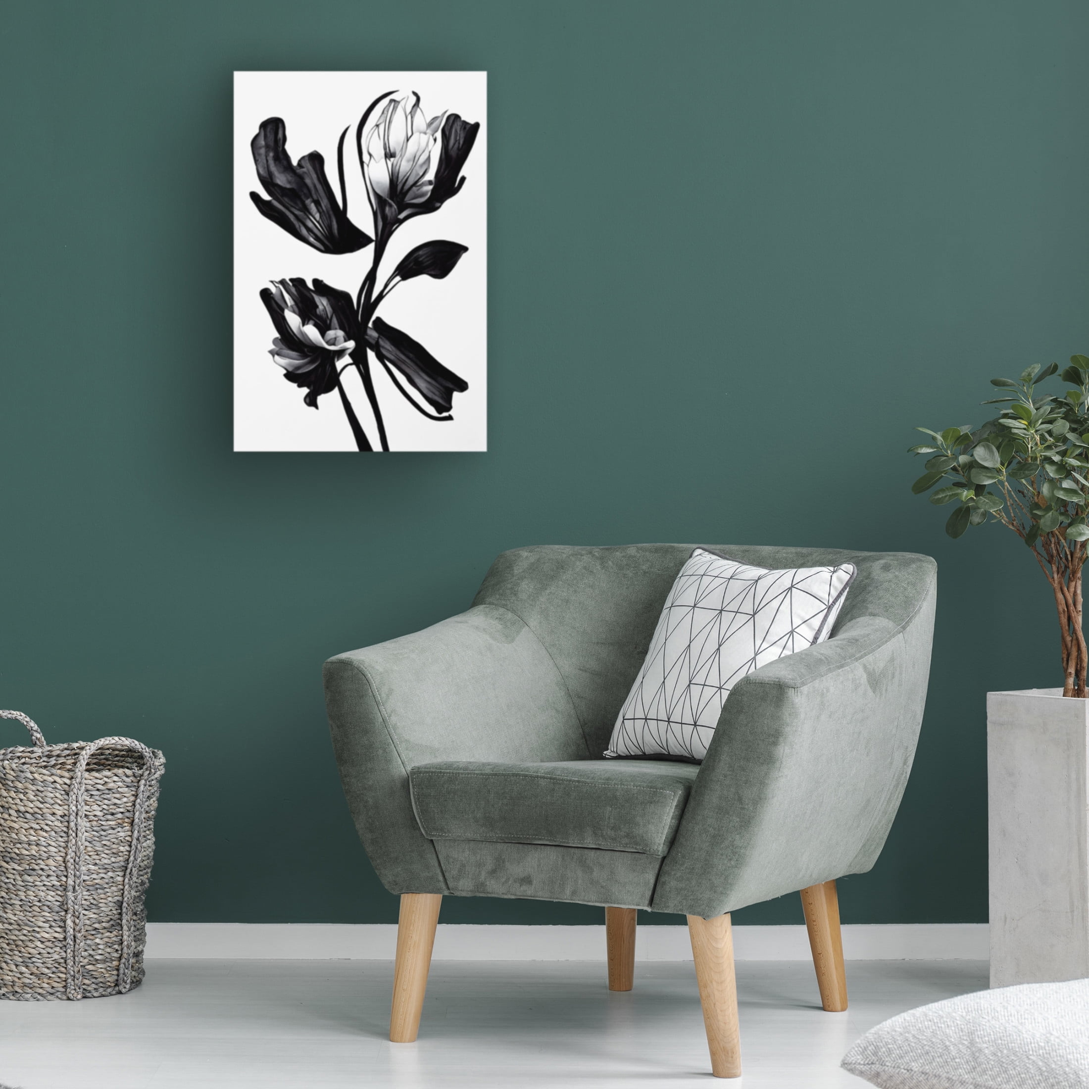 Canvas Wall Art - Treechild 'Black Flower' Wall Art for Living Room, Bedroom, or Office D?cor by Trademark Fine Art - 30 x 47 Inches