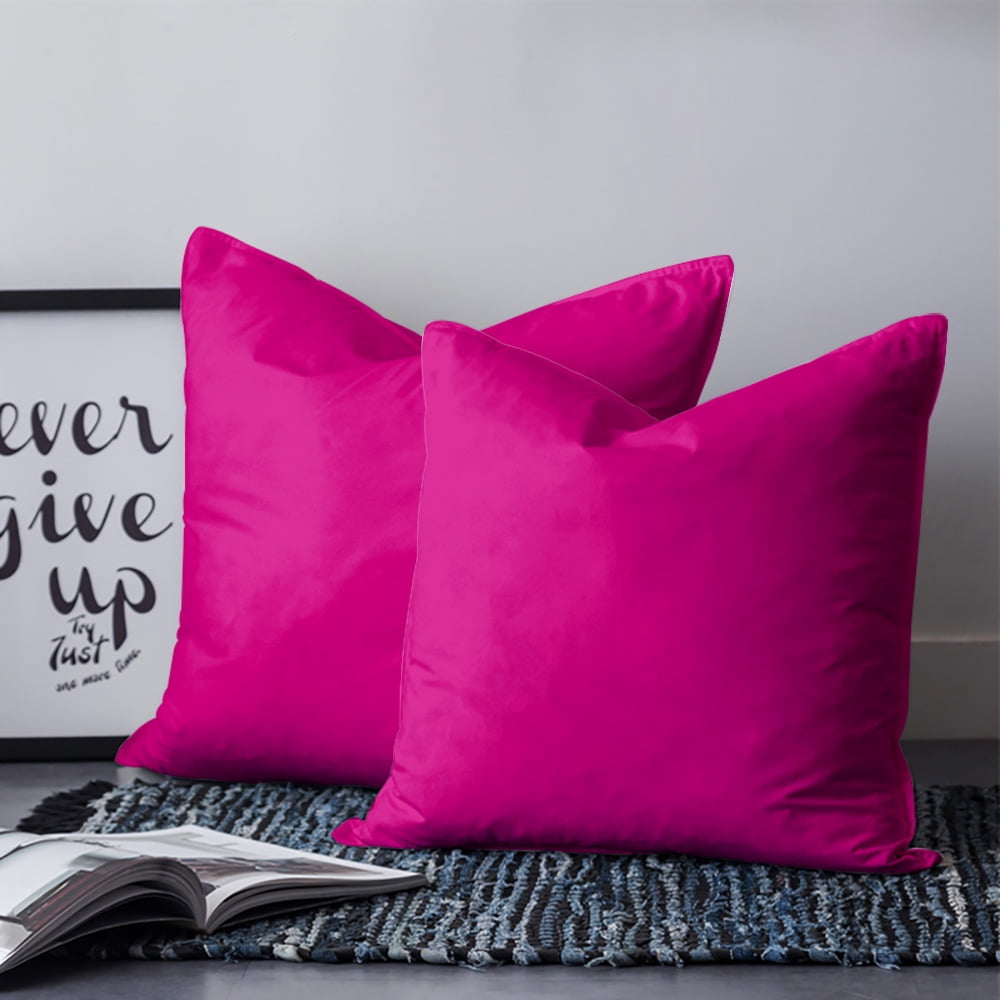 Rose Pink 26x26 Pillow Covers Set of 2, Farmhouse Solid Pink Color Modern Art Throw Pillow Covers Decorative Couch Cushion Case, Microfiber Square Pillowcases for Bedroom Car Living Room