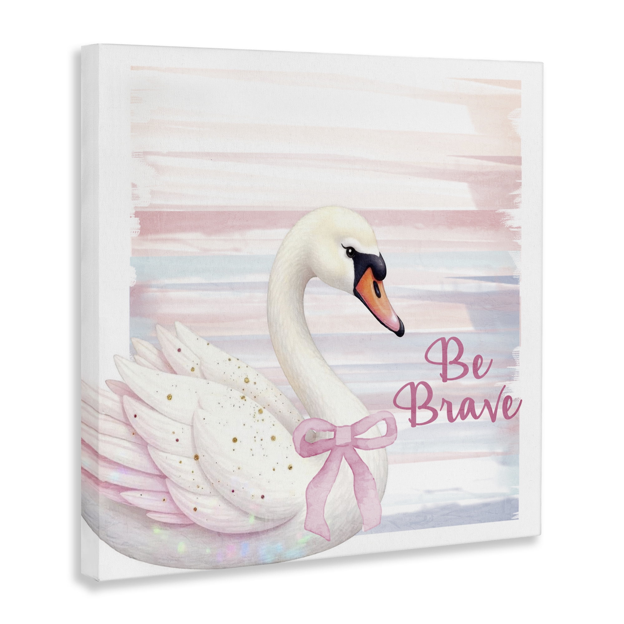 Be Brave Pastel Swan Canvas Wall Art, design by Kim Allen