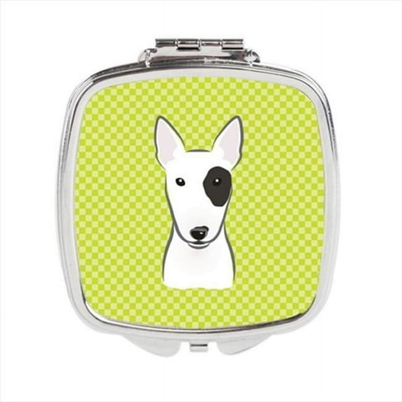 Carolines Treasures  Checkerboard Lime Green Bull Terrier Compact Mirror