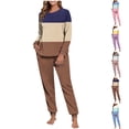 thumbnail image 2 of Fengactive Women's Pajamas Set 2 Piece Striped Plush Fall Winter Long Sleeve Sleepwear Soft Lounge Outfits With Pockets, 2 of 7
