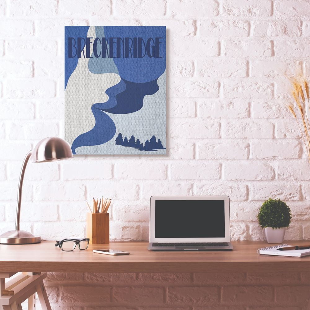 Stupell Industries Breckenridge Abstract Blue Mountain Design Canvas Wall Art by Daphne Polselli
