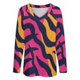 thumbnail image 4 of LYWC Vibrant Tiger Stripe - 1194 Long Sleeve Shirts For Women Oversized Tshirts Tops Tees Fall T-Shirts V Neck, 4 of 7