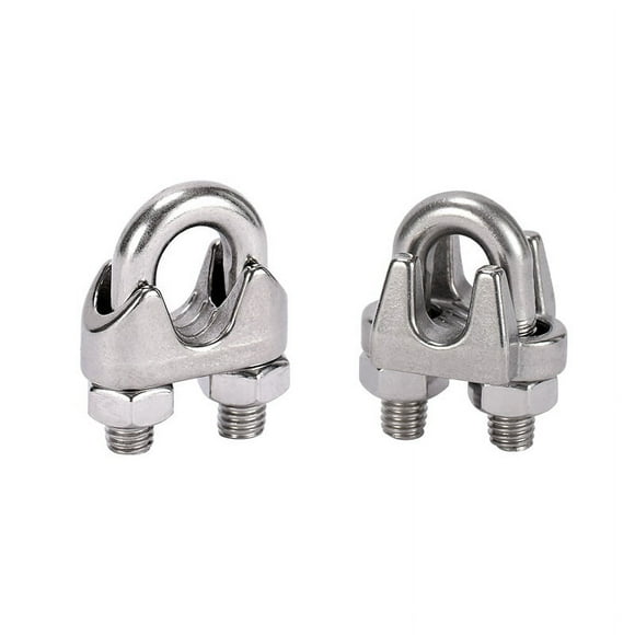 Jinsinto 10 Pcs Wire Cable Clamp Stainless Steel Cable Clamps M4 Stirrup Cable Clamps, Silver, 2.3cm