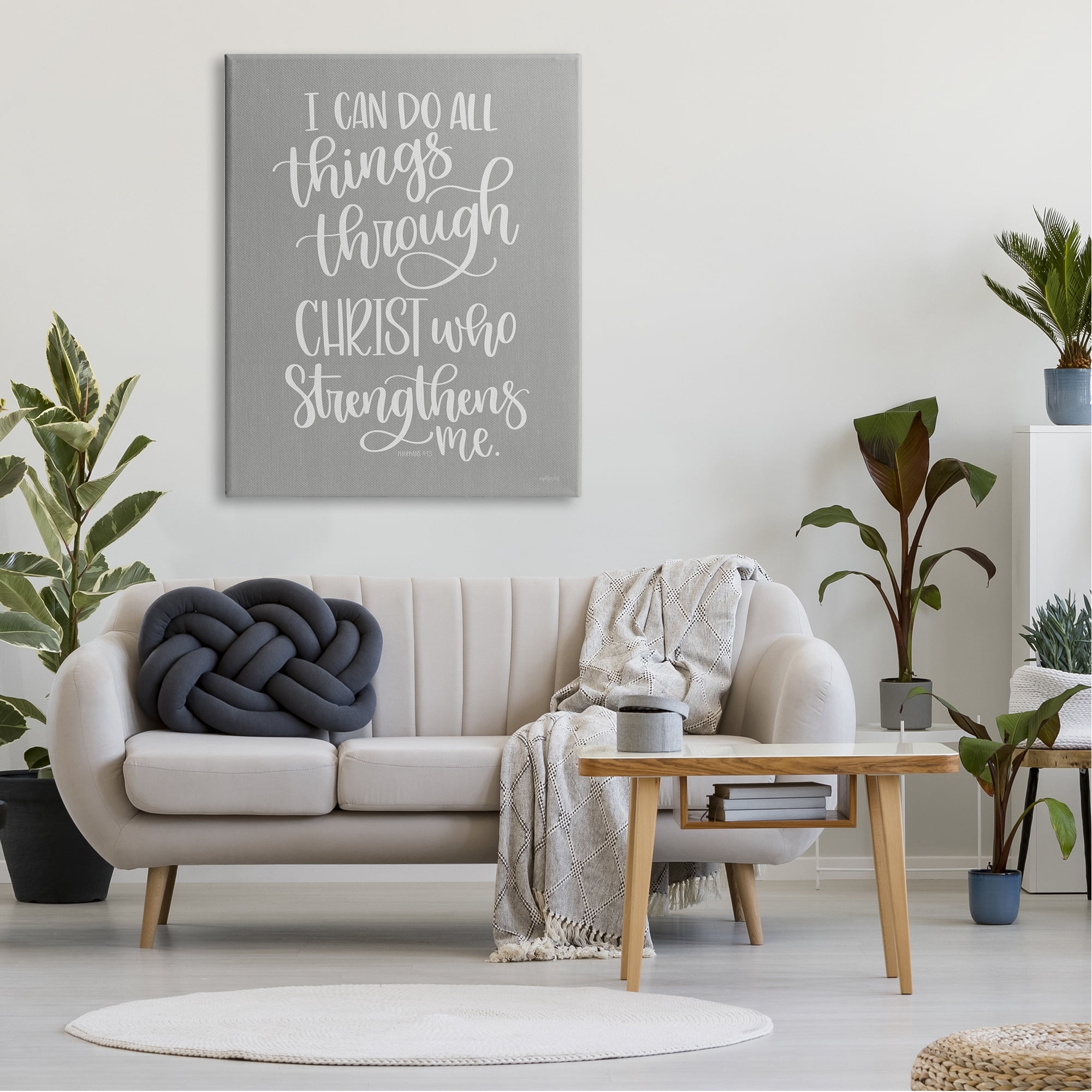 Stupell Industries Can Do All Things Through Christ Motivational Spiritual Phrase, 36 x 48, Design by Imperfect Dust