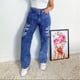 thumbnail image 1 of Jeans Mujer Pierna Ancha Ripped Cintura Alta Pantalona PREMIUM - ENVÍO RÁPIDO Deng Xun unisex, 1 of 2