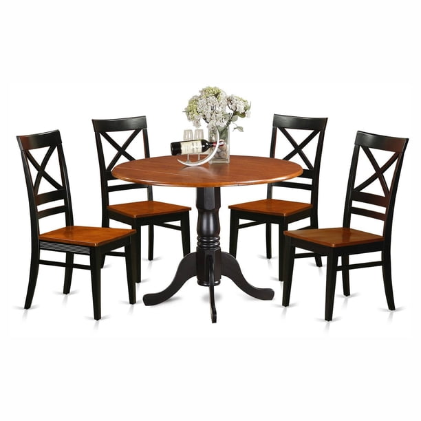 East West Furniture Dublin 5 Piece Drop Leaf Dining Table Set with