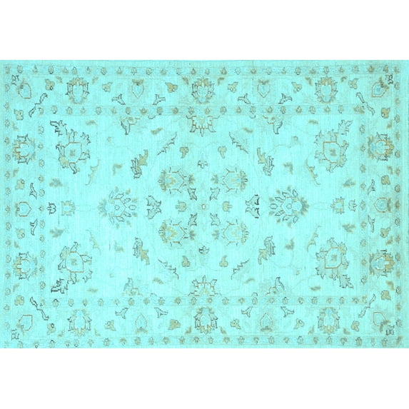 Ahgly Company Indoor Rectangle Persian Light Blue Traditional Area Rugs, 7' x 10'