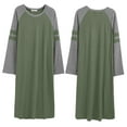 thumbnail image 6 of Women Long Sleeve Nightgown Loose Fit Sleepshirt Spring Fall Calf-Length Soft House Dress Round Neck Comfy Sleepwear Loungewear, Green S-3XL, 6 of 9