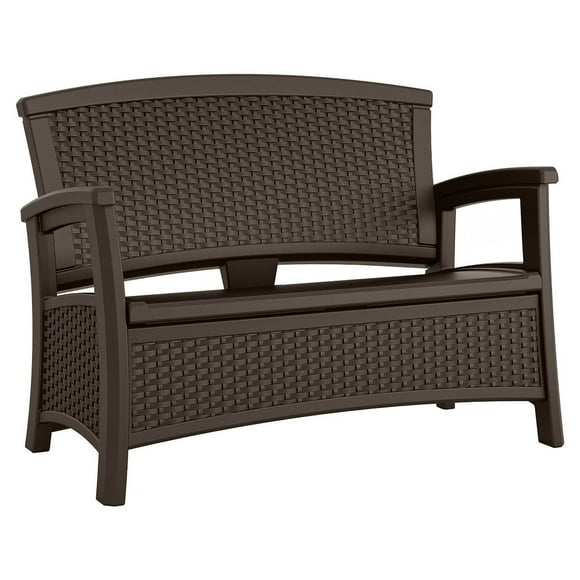 Suncast Elements BMWB5000 Resin Wicker Design Loveseat with Storage Area, Java
