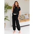 thumbnail image 2 of ORUYROP Ensemble 2 Pcs pour Femmes Ensemble de Détente Tendance Pull Tricoté Manches Courtes Mode, 2 of 5