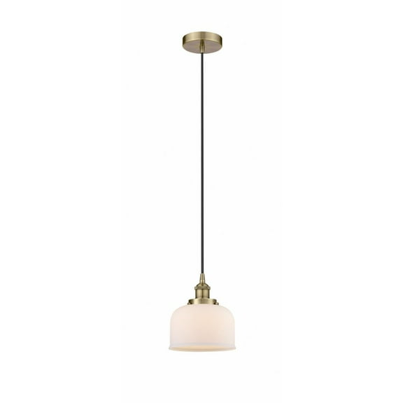616-1PH-AB-G71 Innovations Lighting Bell - 1 Light Cord Hung Mini Pendant In Modern Style-9.5 Inches Tall and 8 Inches Wide-Antique Brass Finish-Matte