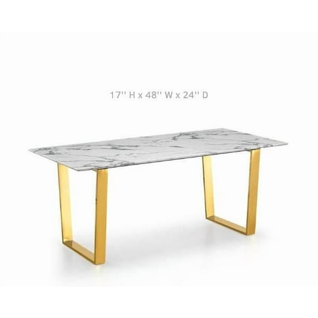 Stylish Coffee Table with Faux Marble Top and Luxe Gold Legs – Modern Elegance,Contemporary design, Stainless Steel legs.