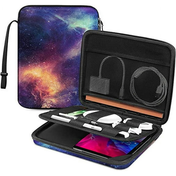FINPAC Hard Portfolio 10.9” iPad Air & 11” iPad Pro Tablet Case with Accessory Pocket, Galaxy