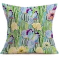 thumbnail image 3 of Green Plant Cotton Linen Throw Pillow Case Succulents Cactus Prickly Pear Flowers Decorative Cushion Cover Farmhouse Home Decor Pillowcase 18" x 18", Set of 4 (PP), 3 of 6