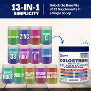 Zoyava Colostrum Powder 40% IgG, 13-in-1 Supplement, Collagen, Probiotics, Elderberry, Zinc, Vitamin C & D3