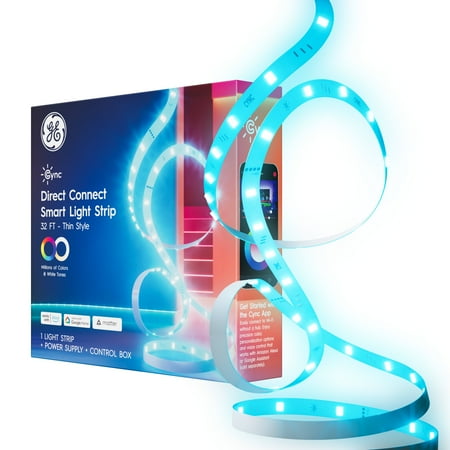 GE Cync Color Changing Indoor LED Light Strip with Matter, 32ft (1-Pack)