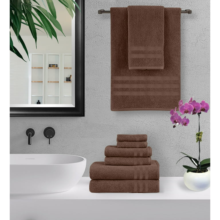 Economy 6 Pack Bathroom Towel Set Hand Face Bath Bale Set Cotton