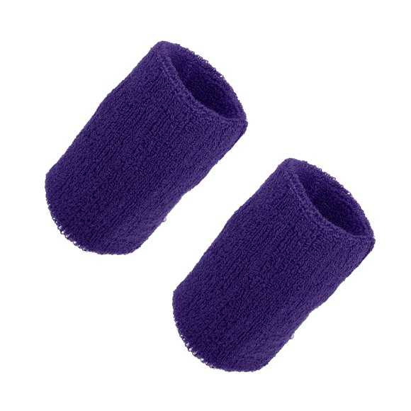 Unique Bargains Pair Sweat Absorbing Wrist Sweatbands Athletic Cotton Terry Cloth Purple 8x10cm