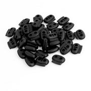 Unique Bargains 40 x Black 4mm Dia Double Hole Spring Toggles Stop Plastic Bean Cord Locks