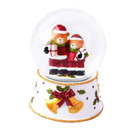 Lightahead® 100MM Polyresin Christmas Teddy Bear Water Globe with music playing We wish you a merry christmas Waterball Table Top Decoration