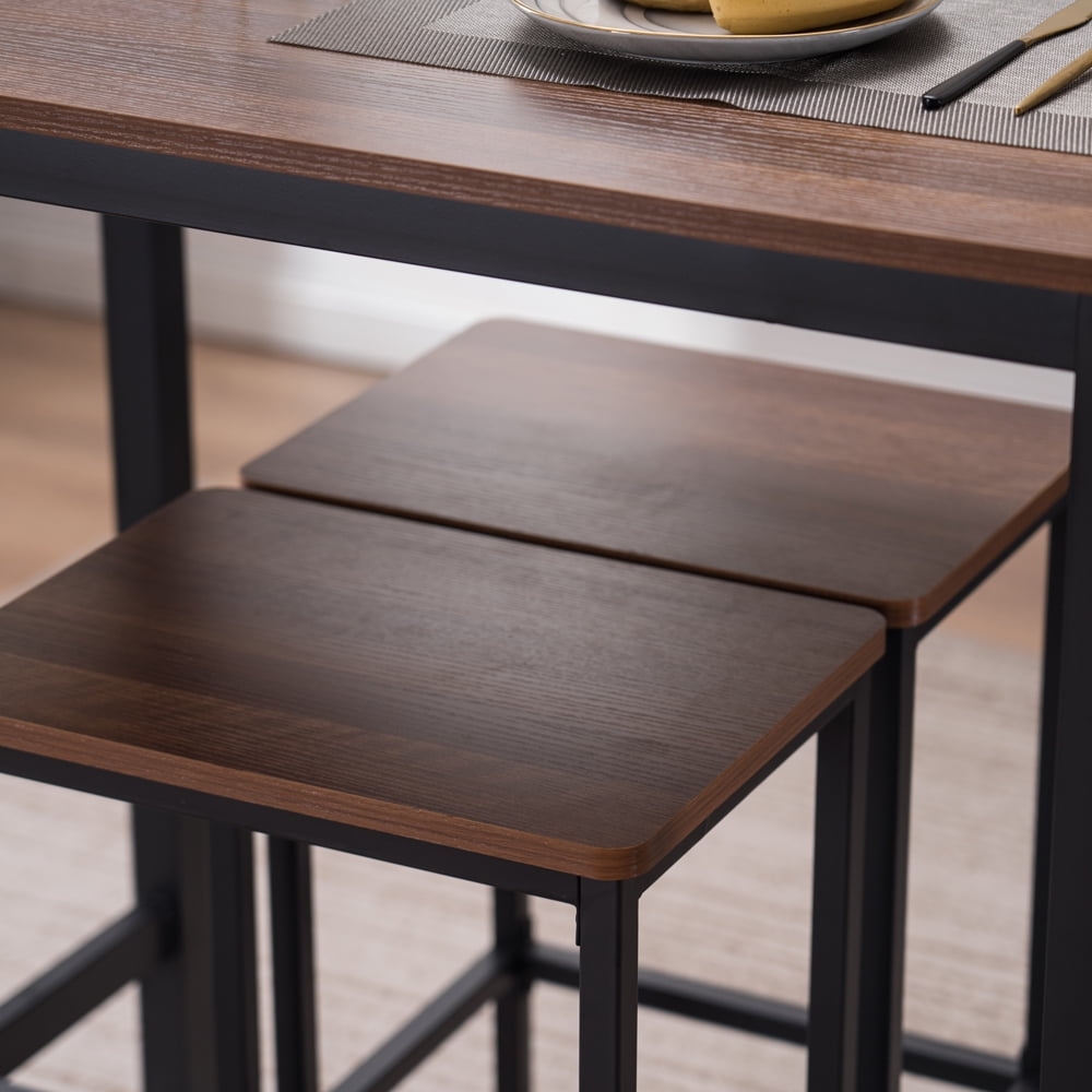 Kepooman Dining Table and Chair Set, 3-Piece Table Set, 35" W x 23"D x 36"H, Wood Grain Brown Kepooman Dining Table and Chair Set, 3-Piece Table Set, 35" W x 23"D x 36"H, Wood Grain Brown