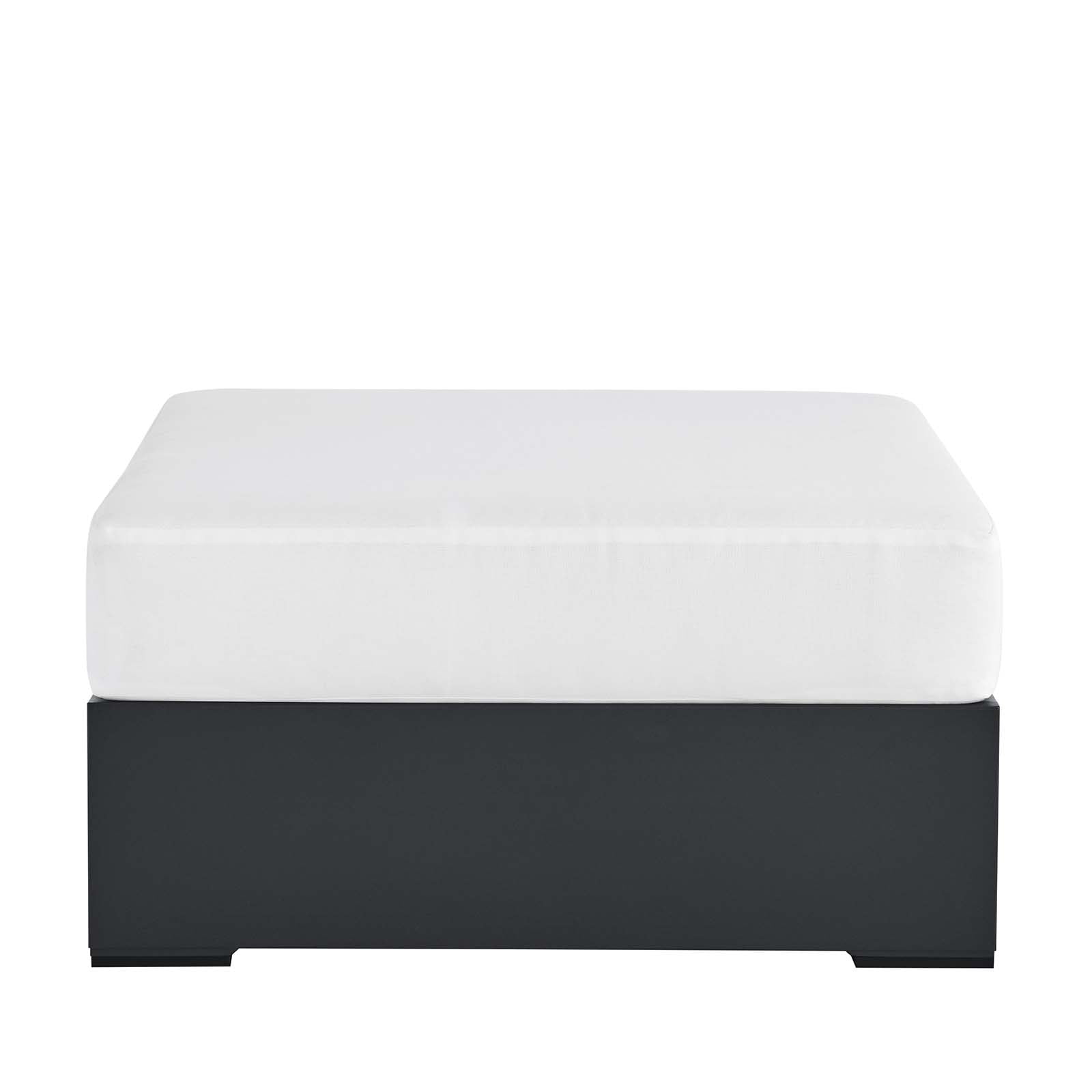 Tahoe Outdoor Patio Powder-Coated Aluminum Ottoman in Gray White