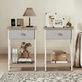 thumbnail image 4 of VECELO 3-Piece Bedroom Set Include Black Queen Size Bed & 2 Oak Nightstand( 1-Drawer), 4 of 10