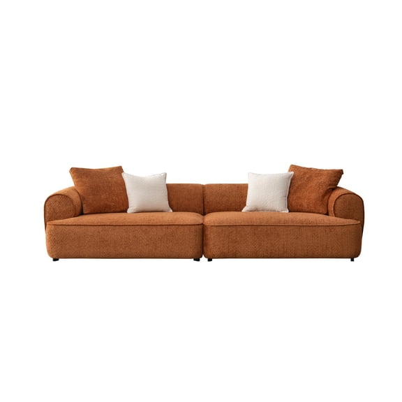 Crafters and Weavers 118" Sunset Collection Modern 4-Seater Fabric Sofa - Orange