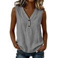 thumbnail image 2 of Womens Tank Tops Cotton Linen Button V Neck Summer Camisole Top for Women Sleeveless Wide Strap Shirts, 2 of 7