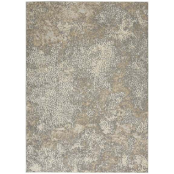 Michael Amini  MA90 Uptown Abstract Area Rug 4' x 6' - Beige/Grey - Runner/Rectangle