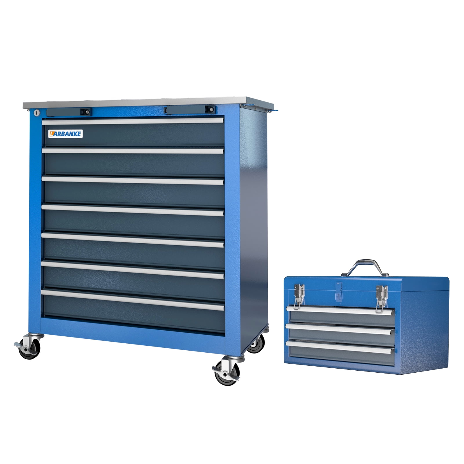 10-Drawers Rolling Tool Chest Toolbox:3-Drawer Tool Box with Openable Top and 7-Drawer Tool Chest Toolbox,Stackable Tool Cabinet:  for Garages,Warehouses, Repair Stores and Homes